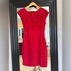 The Limited Red Sleeveless Dress with Pleated Waist